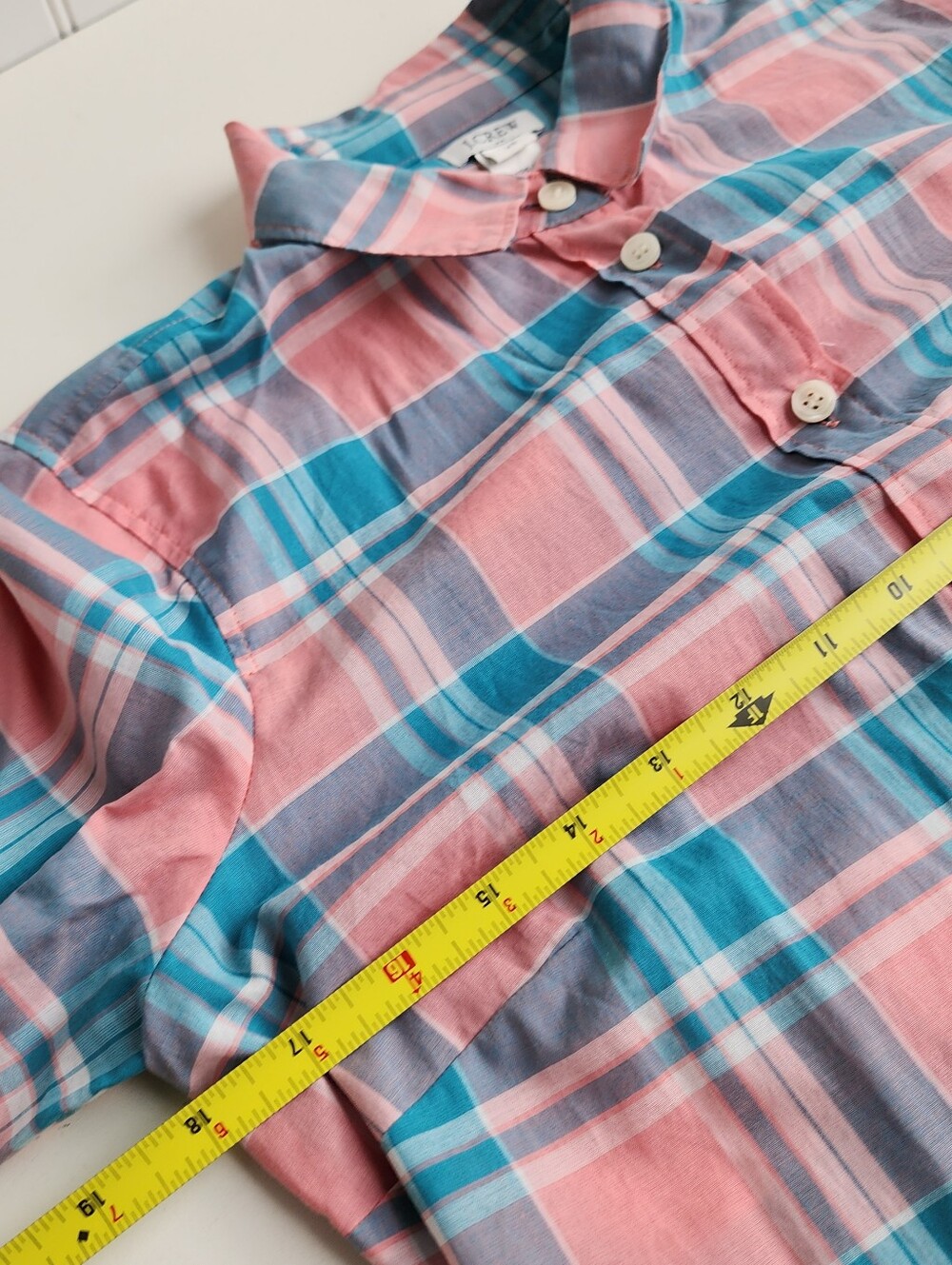 NWT J. Crew Plaid classic button-down shirt Coral Pink Blue Reef Shadow XS - Picture 10 of 14